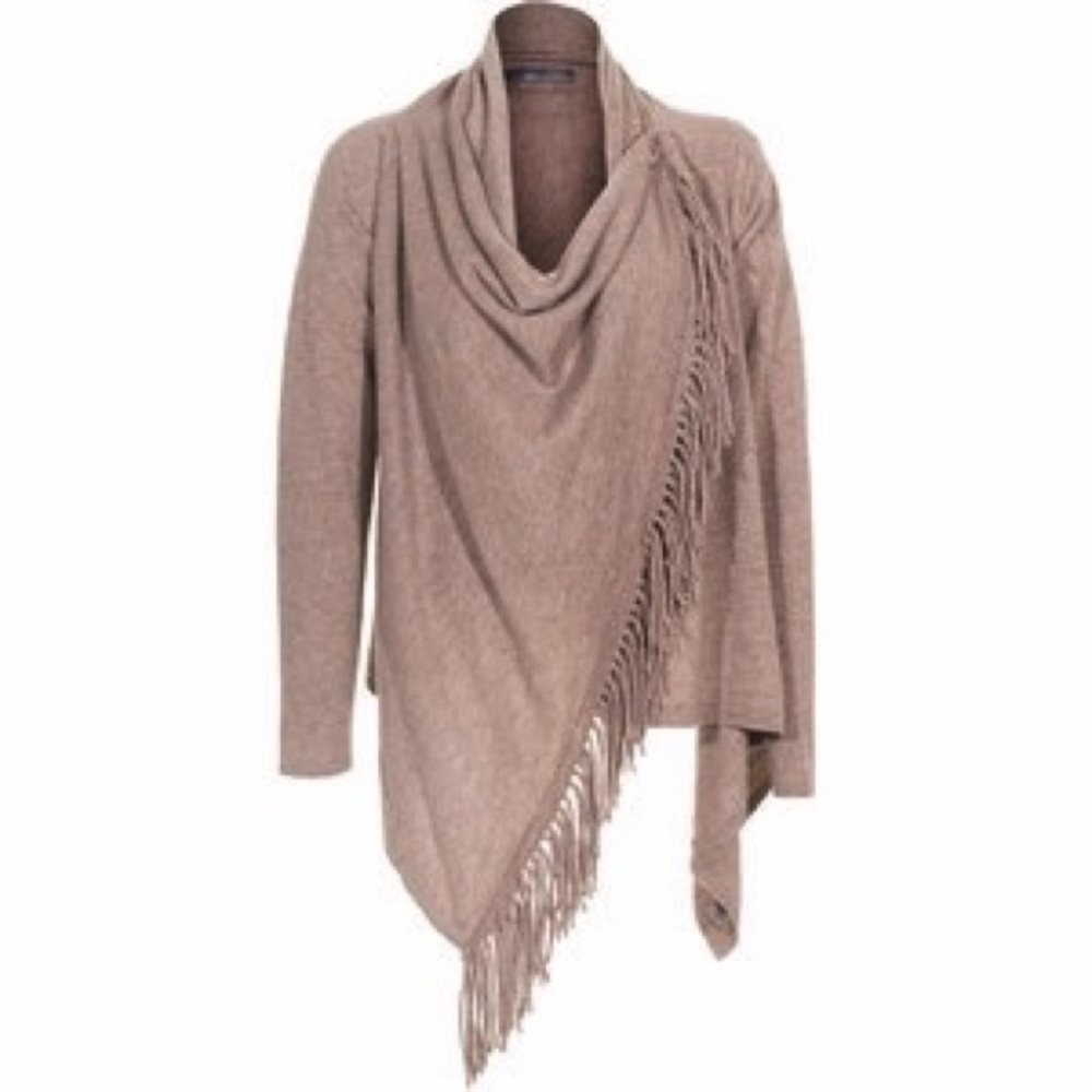 360Cashmere IZZY Shawl Collar Fringe Cardigan